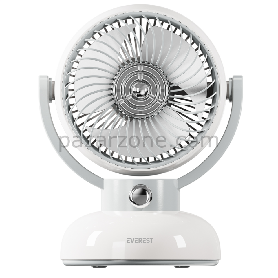 EVEREST EFN12, KREM, 3 Kademeli Hız, 4" Kanat, Masaüstü Kullanım, Taşınabilir, Dahili 1200mAh Bataryalı, USB Şarj Girişli, Vantilatör