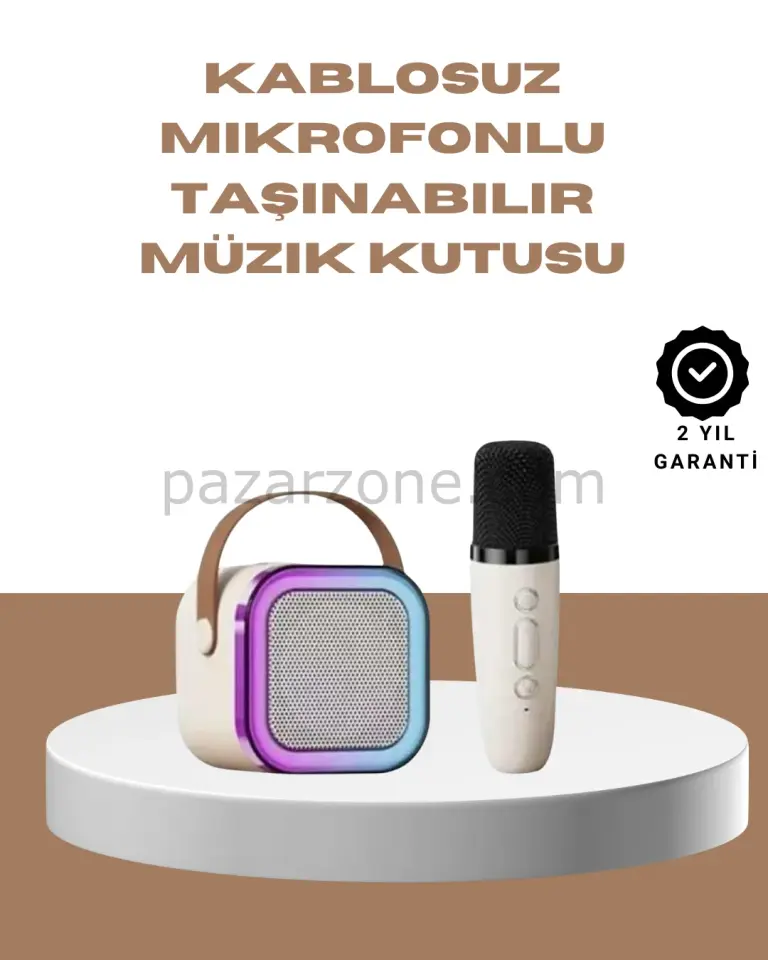 Bluetooth Karaoke Mikrofon ve Hoparlör Seti Taşınabilir