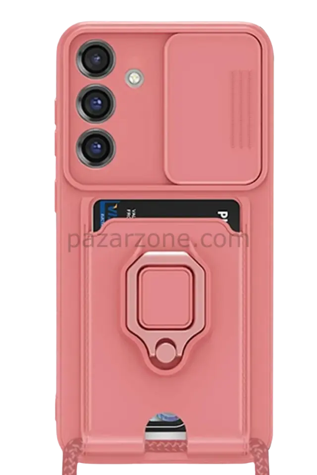 Newface Samsung Galaxy S25 Plus Kılıf Zuma Kartvizitli Yüzüklü Silikon - Pembe