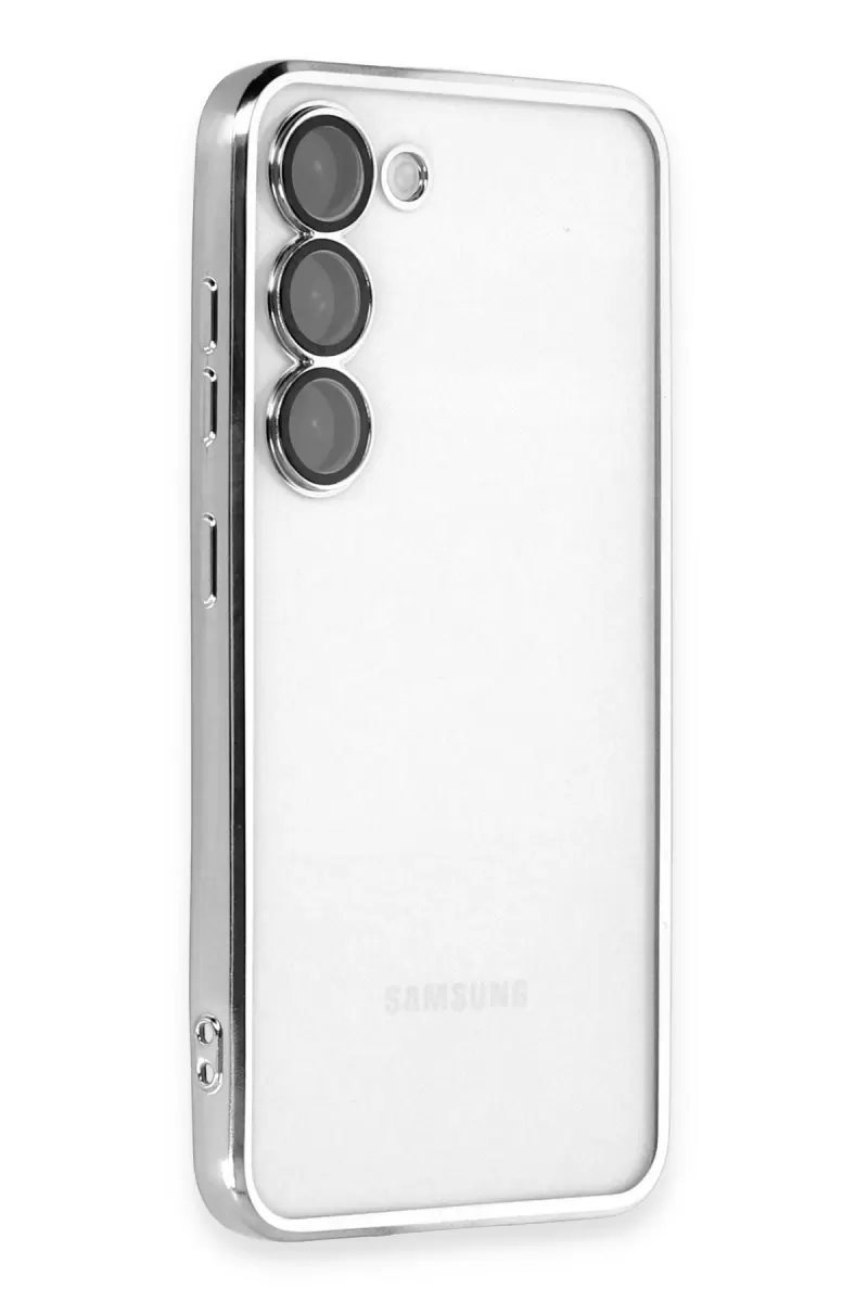 Newface Samsung Galaxy S24 Kılıf Razer Lensli Silikon - Gümüş