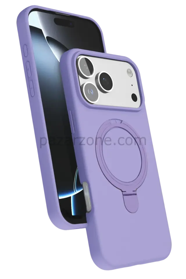Newface Apple iPhone 17 Pro Regal Magsafe Standlı Kapak - Lila