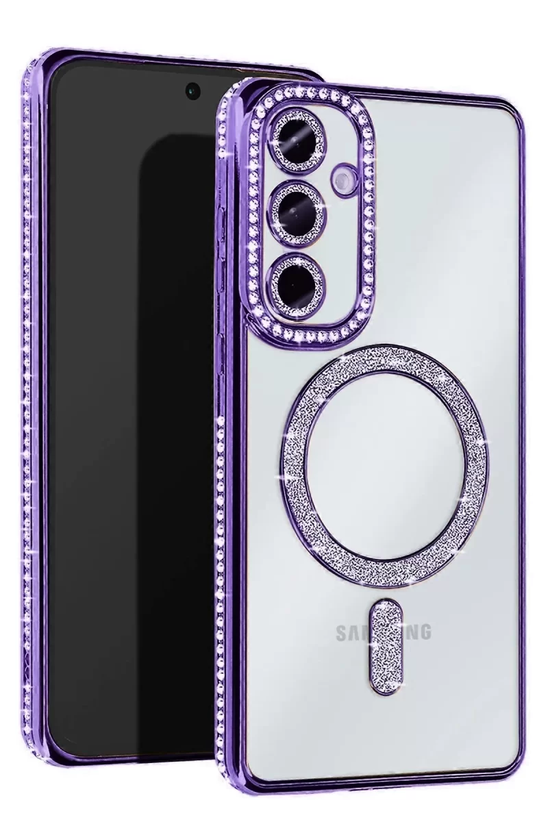 Newface Samsung Galaxy A15 4G Joke Simli Magneticsafe Kılıf - Derin Mor