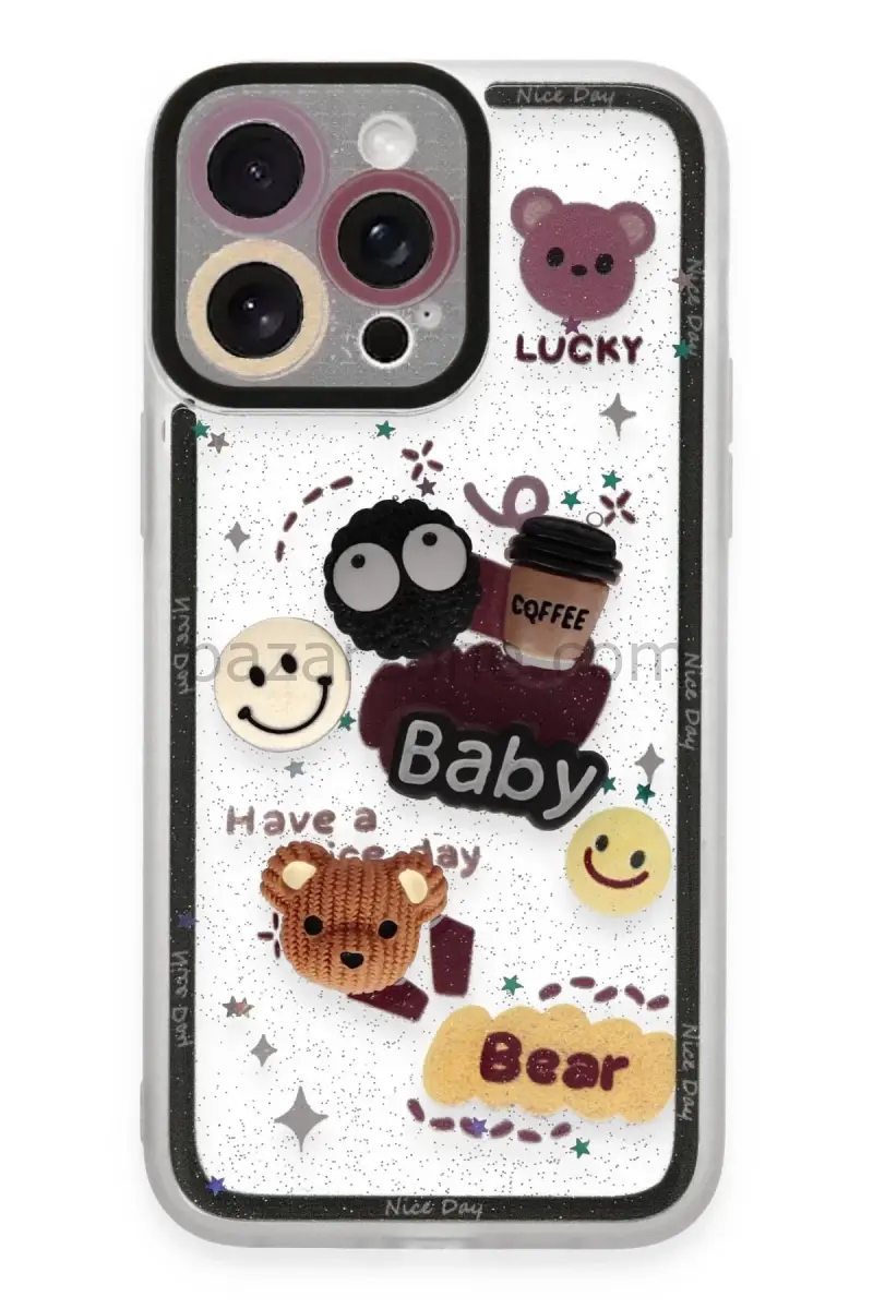 Newface Apple iPhone 14 Pro Max Kılıf Sweet Desenli Silikon Kapak - Sarı