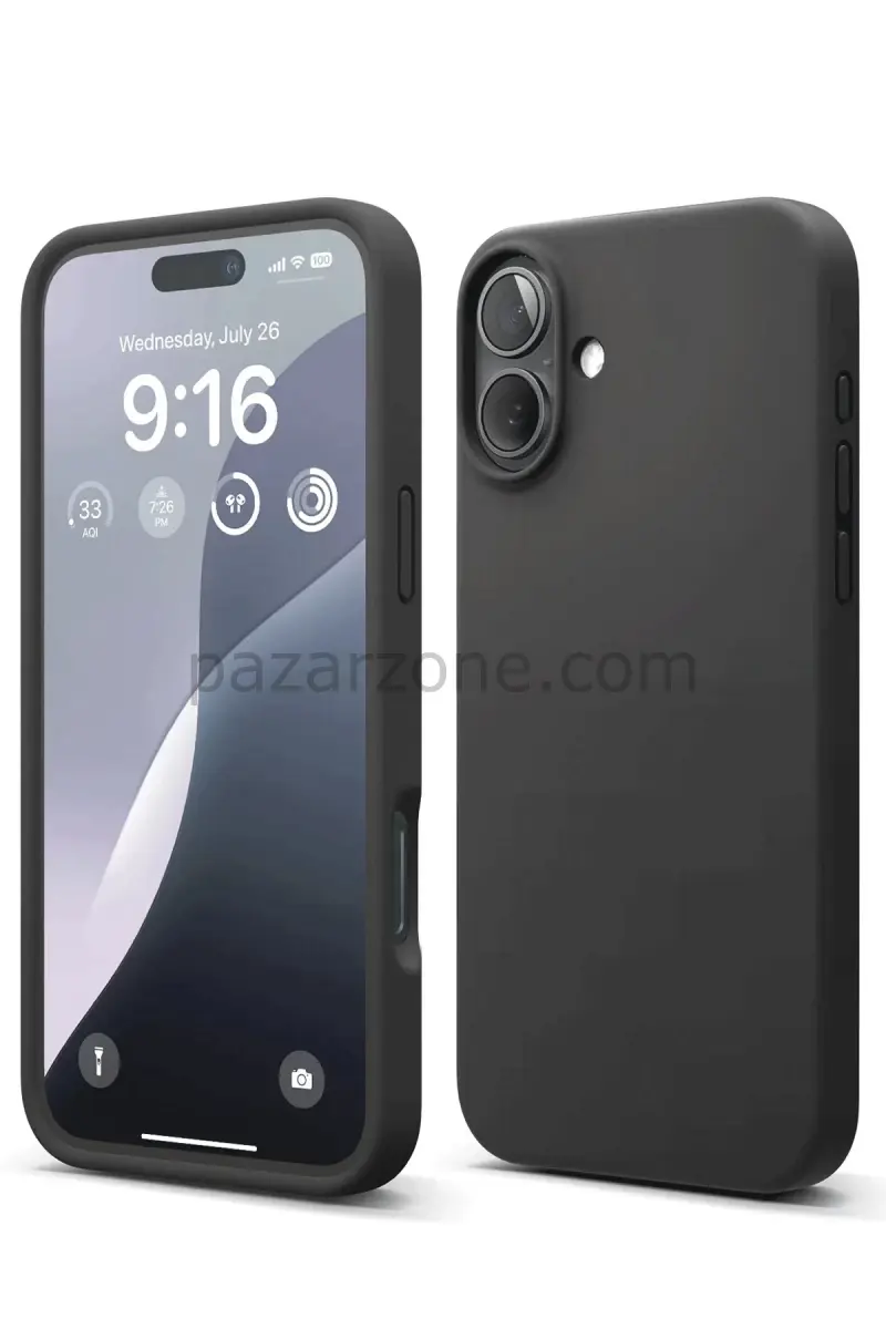 Newface Apple iPhone 16 Plus Kılıf Nano içi Kadife Silikon - Siyah