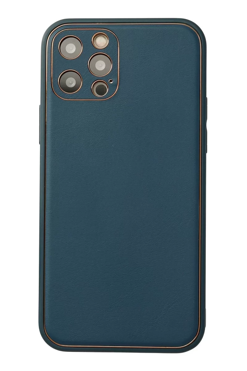 Newface Apple iPhone 12 Pro Max Kılıf Coco Deri Silikon Kapak - Mavi