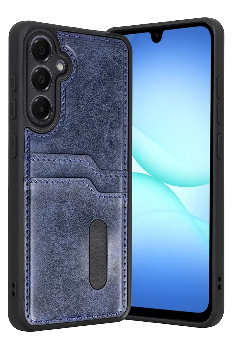 Newface Samsung Galaxy A57 5G Sara Kartvizitli Deri Kılıf - Lacivert