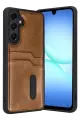 Newface Samsung Galaxy A57 5G Sara Kartvizitli Deri Kılıf - Taba