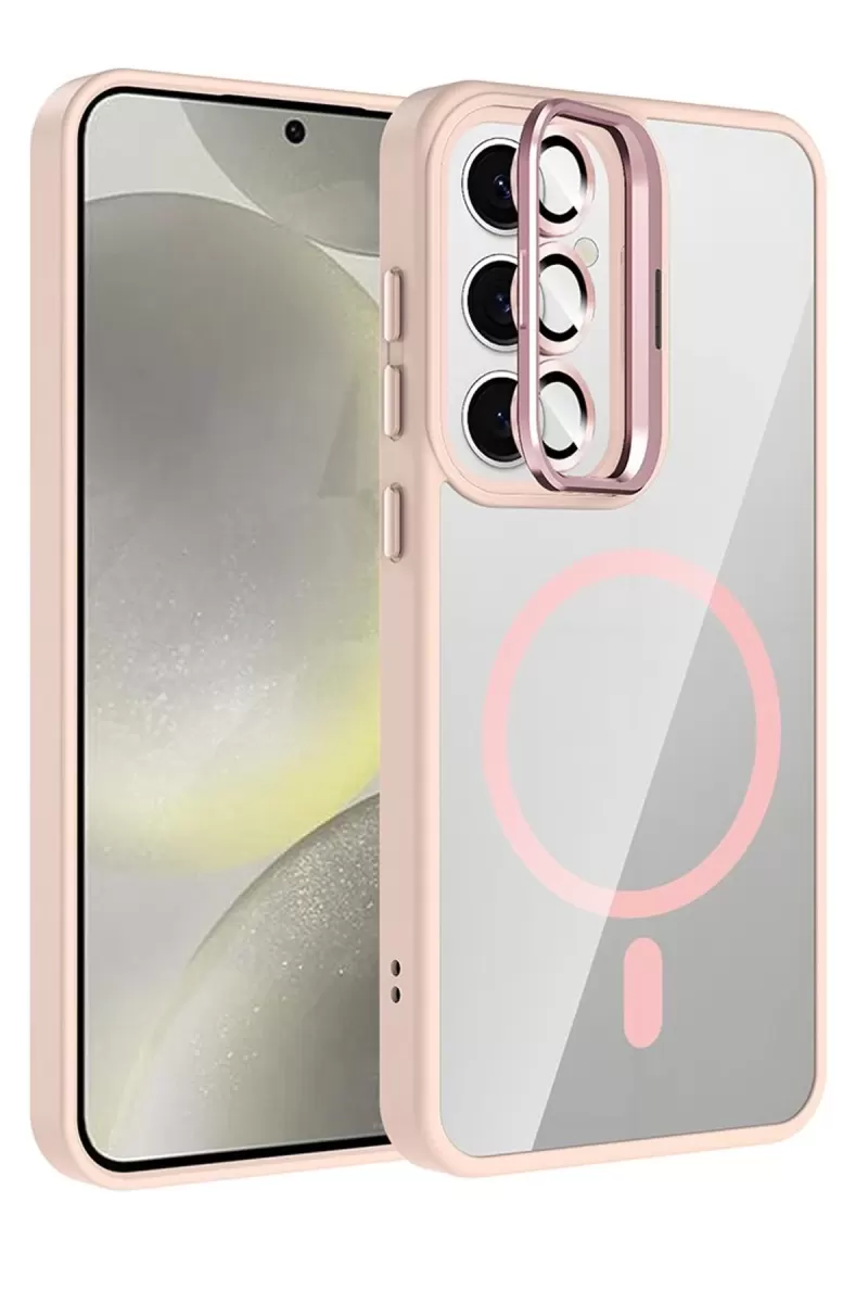 Joko Samsung Galaxy S24 FE Remim Lensli Magsafe Standlı Kapak - Pembe