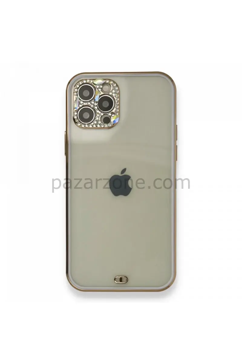 Newface Apple iPhone 12 Pro Kılıf Liva Taşlı Silikon - Mor