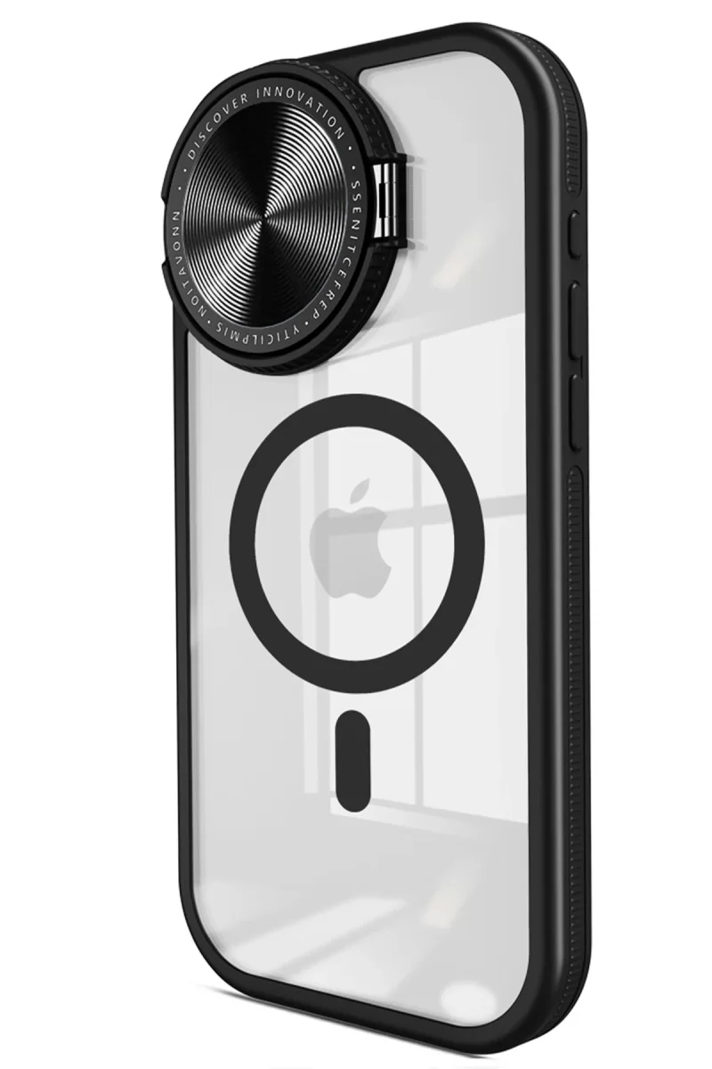 Newface Apple iPhone 14 Pro Max Kılıf Teleskop Lens Magsafe Silikon Kapak - Siyah