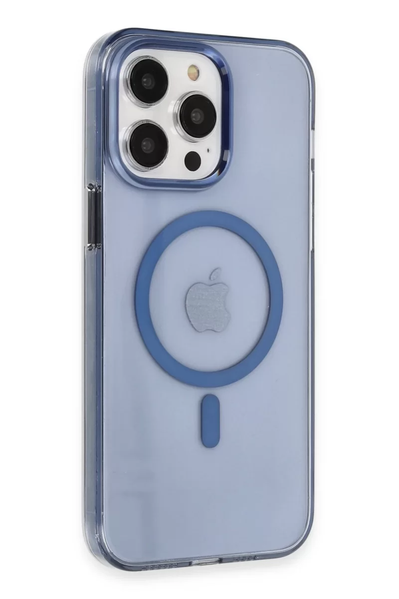 Newface Apple iPhone 14 Pro Max Kılıf Tron Şeffaf Magsafe Kapak - Mavi
