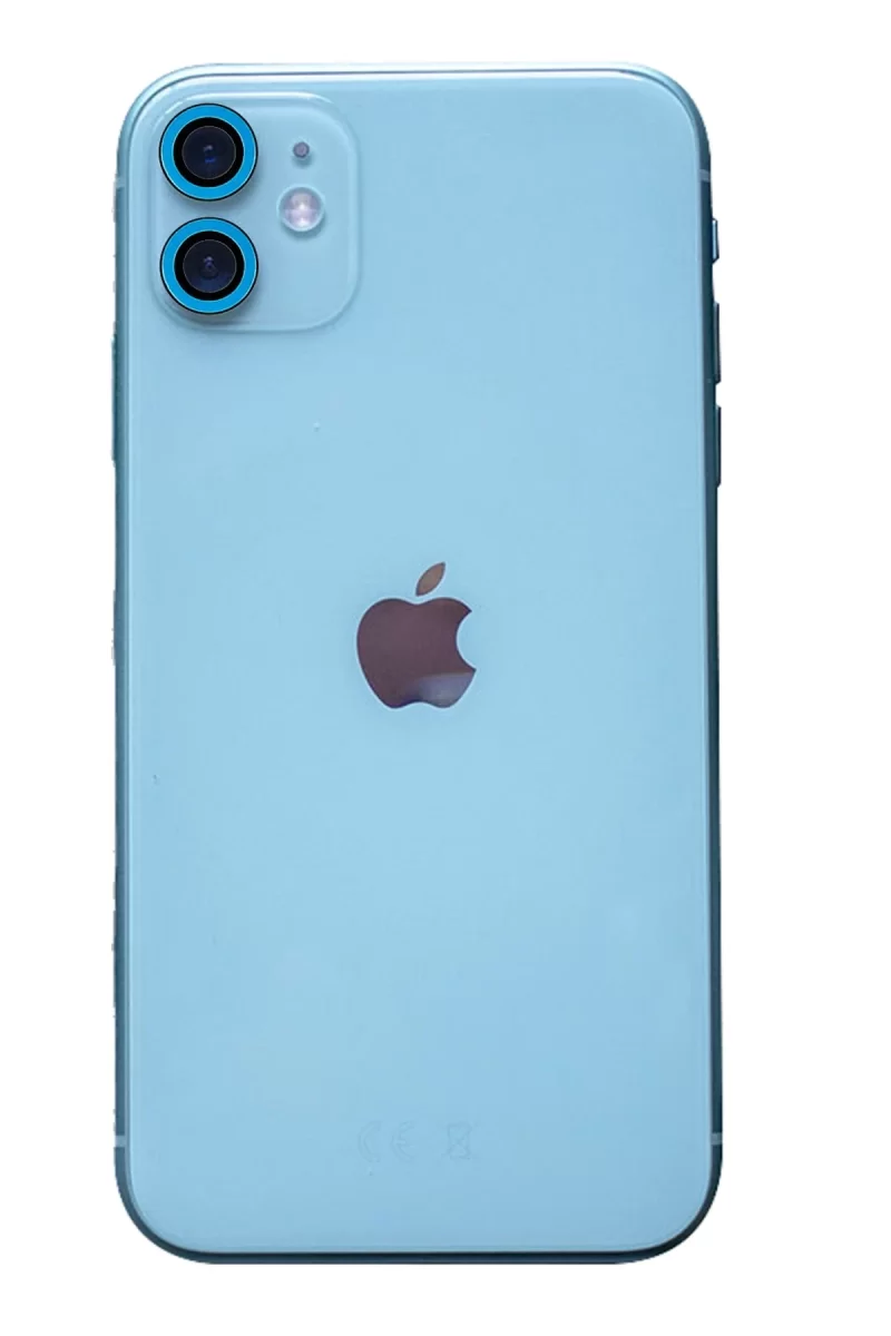 Newface Apple iPhone 11 Neon Fosforlu Kamera Lens - Mavi