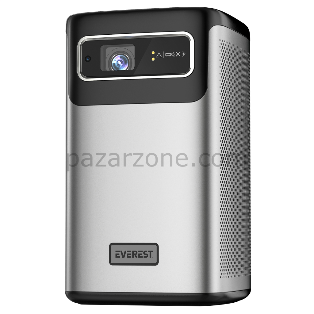 EVEREST PJ-DLP21, 180 LED Lümen, 4K Destekli, 1xType-C, 1xHDMI, 1xUSB, WiFi, Bluetooth, 30.000 Saat Led Ömrü, 2x5W Speaker, 8000mAh Batarya, Taşınabilir, Android 9.0, 4K Projeksiyon Cihazı