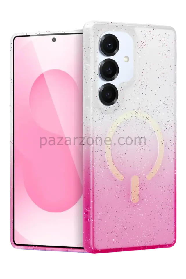 Newface Samsung Galaxy S25 Pummel Shiny Magsafe Kapak - Pembe