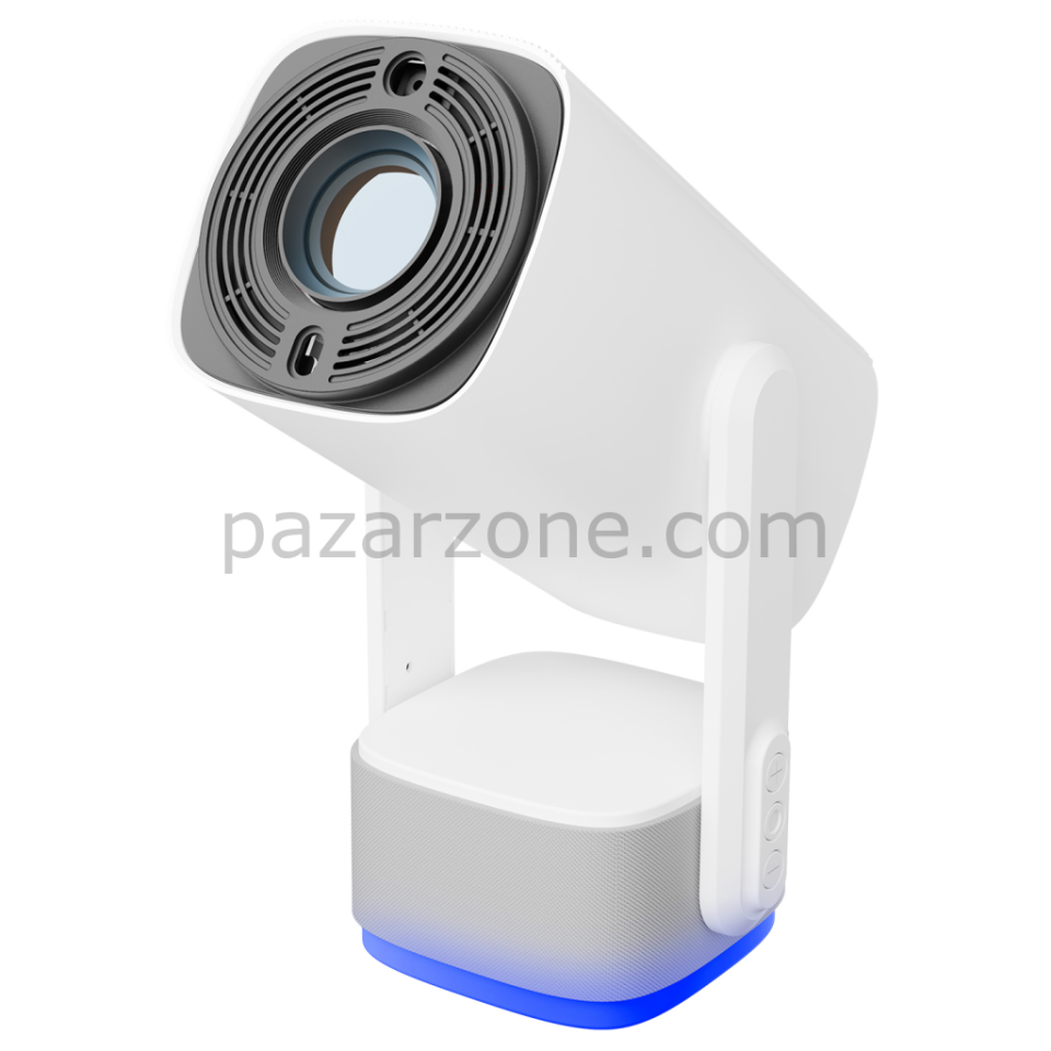 EVEREST PJ08, Beyaz, 150 LED Lümen, 1280x720, 1xHDMI, 1xUSB, WiFi, Bluetooth, 30.000 Saat Led Ömrü, 6W Speaker, 5200mAh Batarya, Taşınabilir, Android 11, 4K Destekli Projeksiyon Cihazı