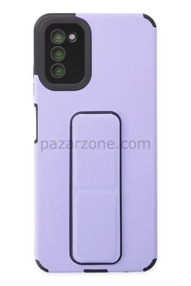 Newface Samsung Galaxy A03S Kılıf Mega Standlı Silikon - Lila