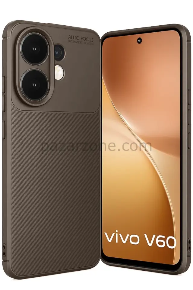 Newface Vivo V60 5G Auto Focus Karbon Kapak - Kahverengi