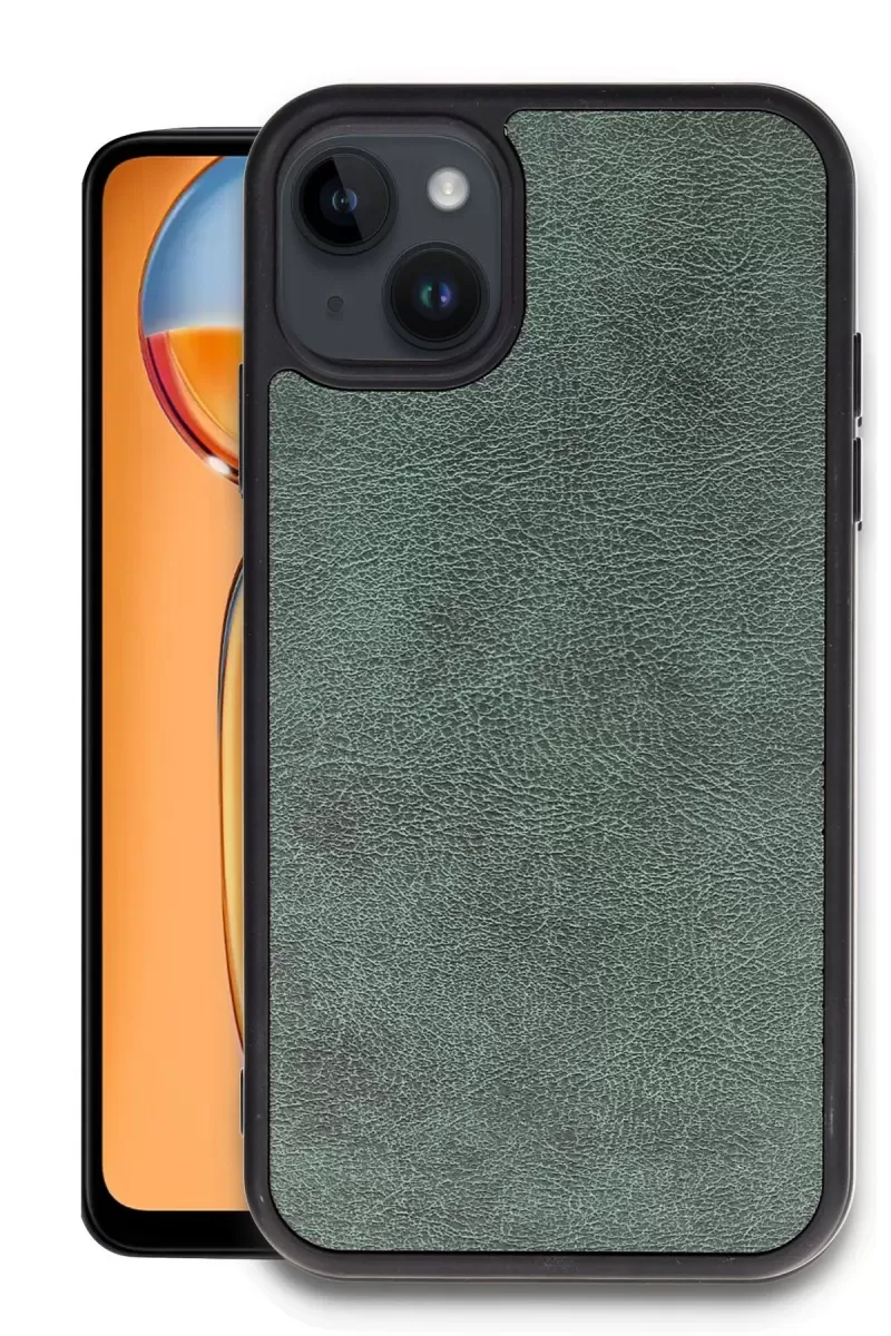 Newface Apple iPhone 15 Kılıf Aras Deri Kapak - Koyu Yeşil