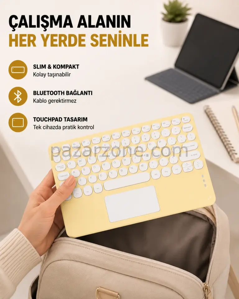 Kablosuz Bluetooth Klavye – Slim Taşınabilir Tasarım