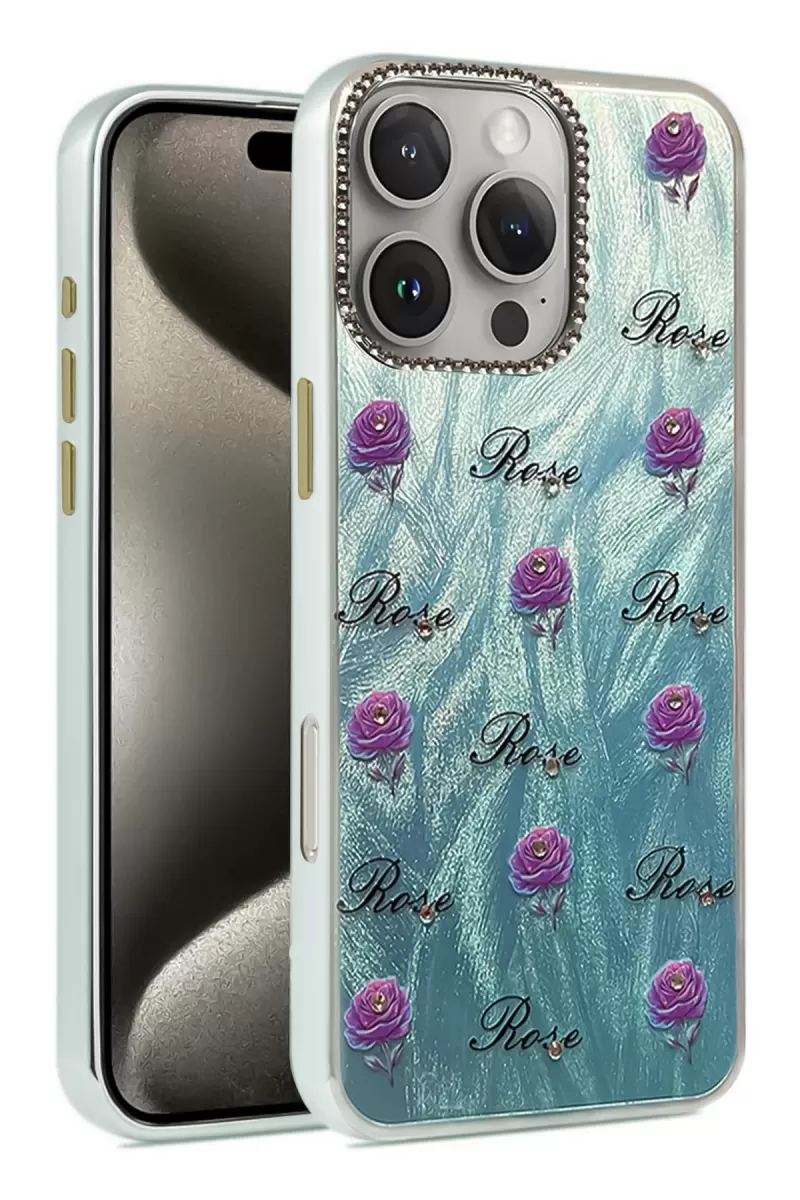 Newface Apple iPhone 16 Pro Kılıf Blade Aynalı Desenli Kapak - Desen 9