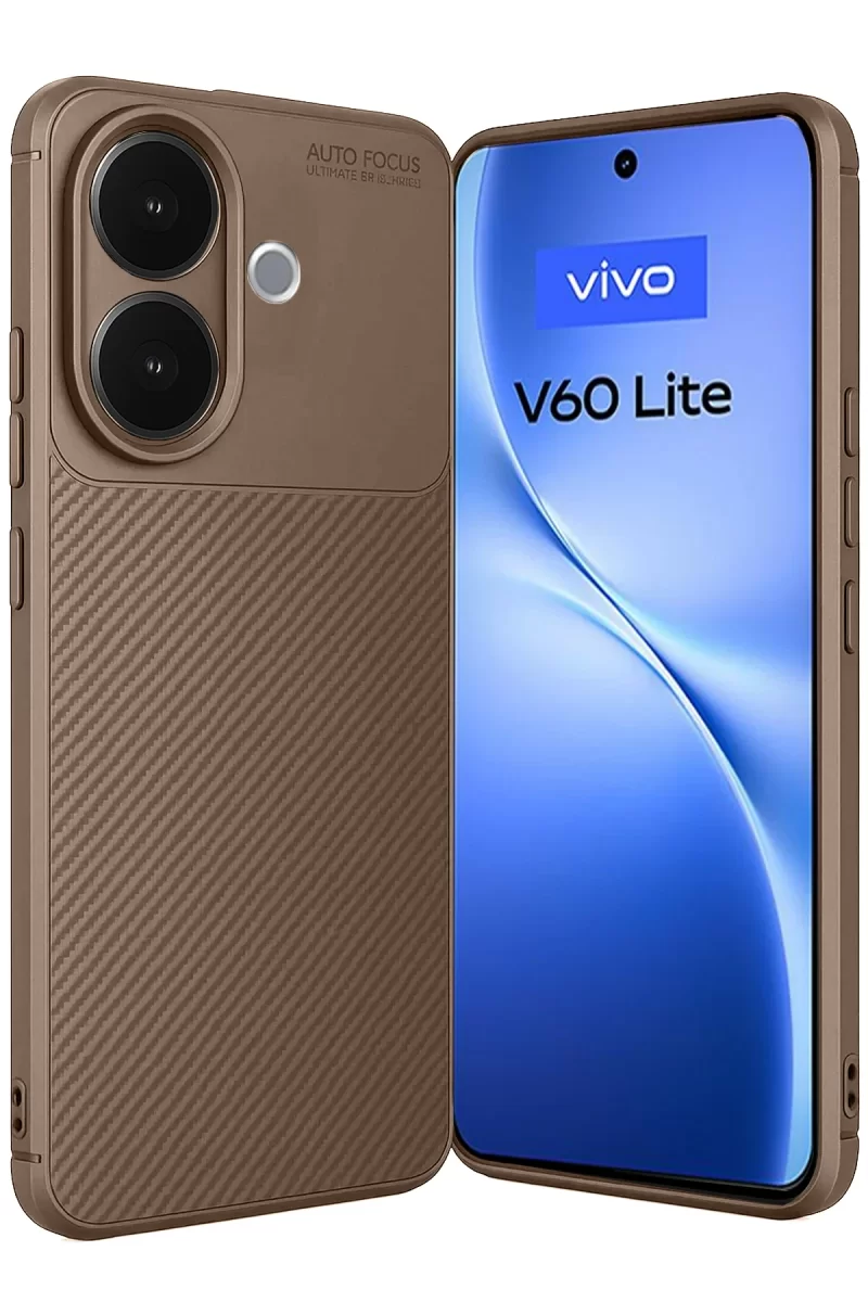 Newface Vivo V60 Lite Auto Focus Karbon Kapak - Kahverengi