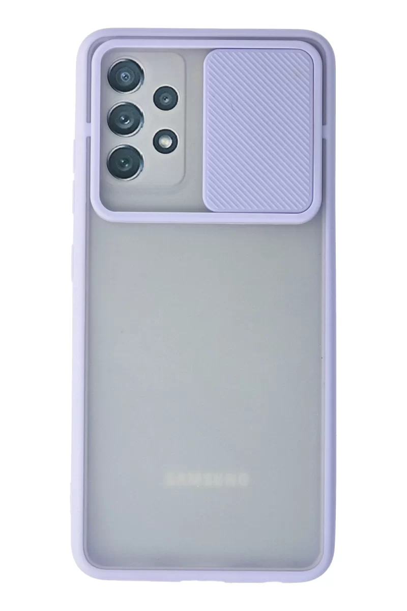 Newface Samsung Galaxy A72 Kılıf Palm Buzlu Kamera Sürgülü Silikon - Lila