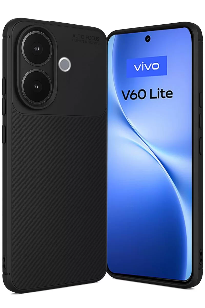 Newface Vivo V60 Lite Auto Focus Karbon Kapak - Siyah