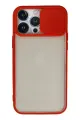 Newface Apple iPhone 13 Pro Max Kılıf Palm Buzlu Kamera Sürgülü Silikon - Kırmızı