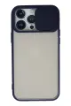 Newface Apple iPhone 13 Pro Max Kılıf Palm Buzlu Kamera Sürgülü Silikon - Lacivert
