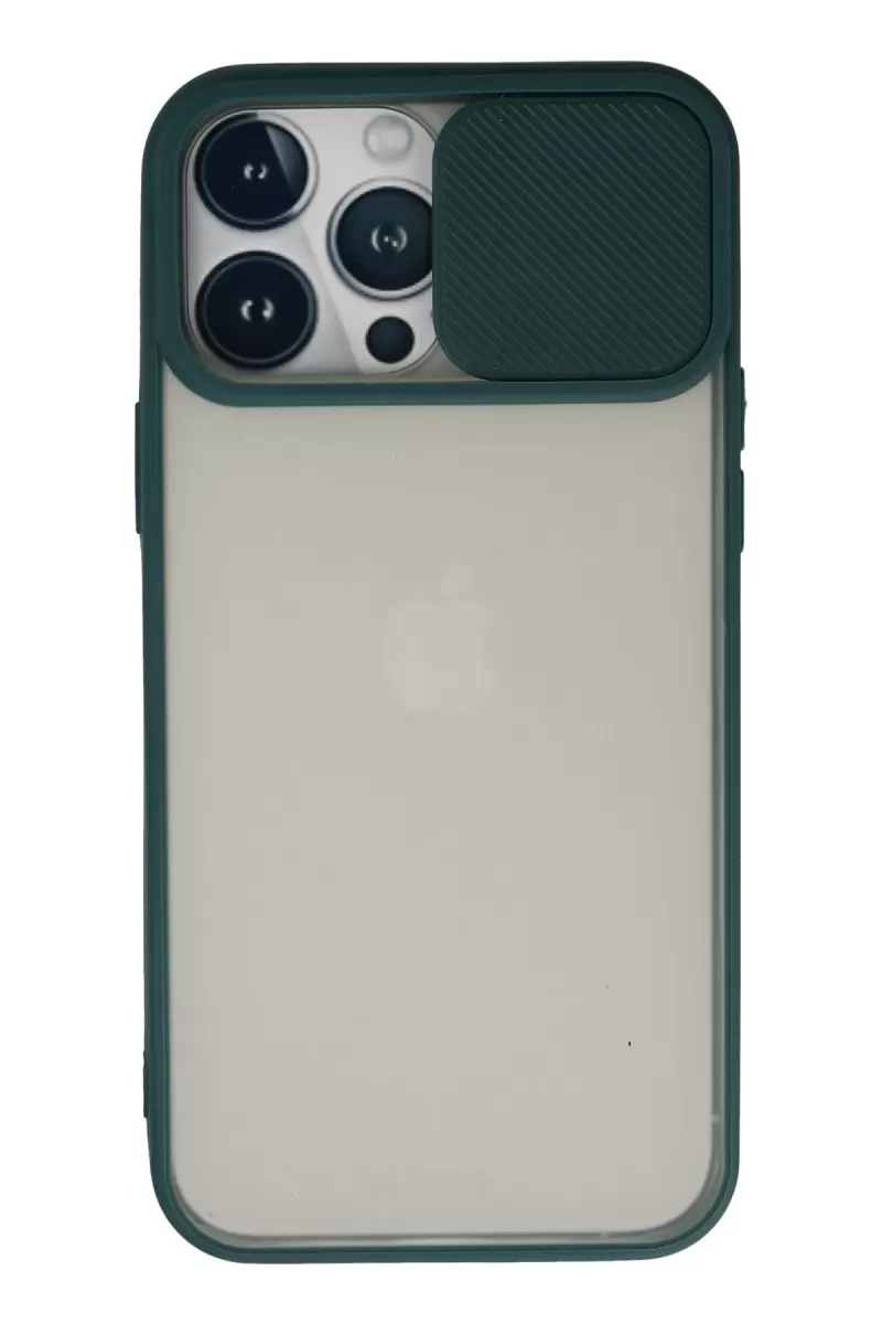 Newface Apple iPhone 13 Pro Max Kılıf Palm Buzlu Kamera Sürgülü Silikon - Yeşil