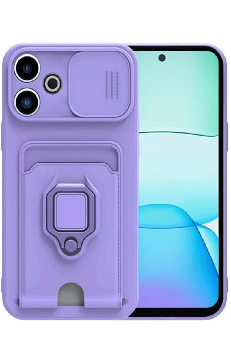 Newface Xiaomi Redmi 13 4G Kılıf Zuma Kartvizitli Yüzüklü Silikon - Lila