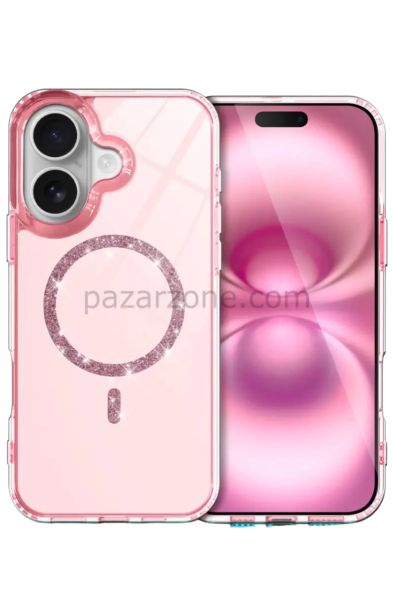 Newface Apple iPhone 16 Plus Live Diamond Magsafe Kapak - Pembe