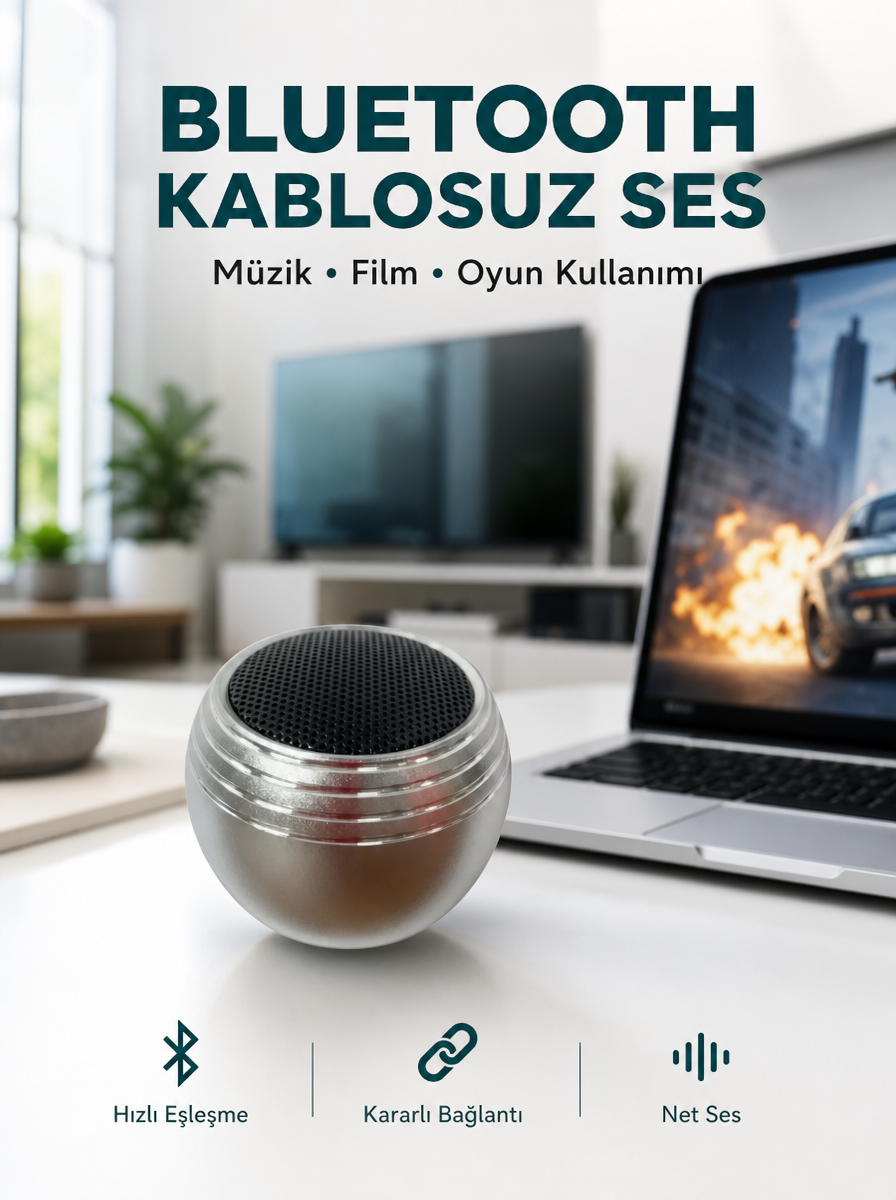 Taşınabilir Bluetooth Hoparlör Yüksek Ses Kaliteli Mini Tasarım Yeni Nesil
