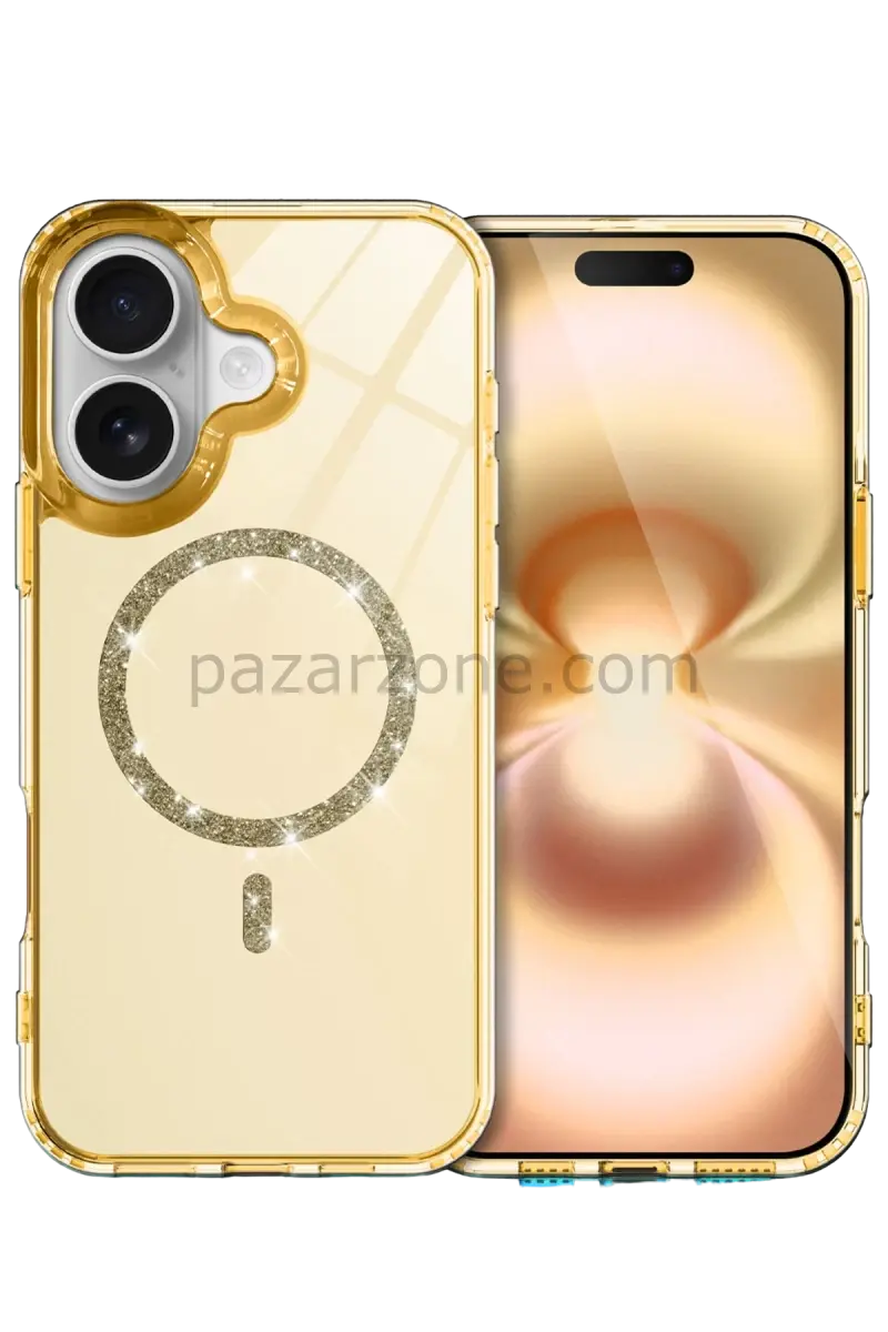 Newface Apple iPhone 16 Plus Live Diamond Magsafe Kapak - Sarı