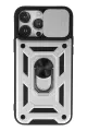Newface Apple iPhone 13 Pro Max Kılıf Pars Lens Yüzüklü Silikon - Gümüş