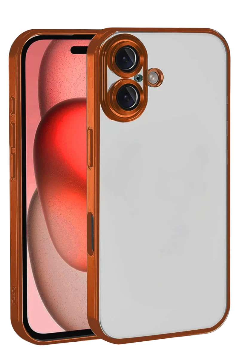 Newface Apple iPhone 17 Razer Lensli Silikon - Turuncu