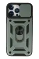 Newface Apple iPhone 13 Pro Max Kılıf Pars Lens Yüzüklü Silikon - Yeşil