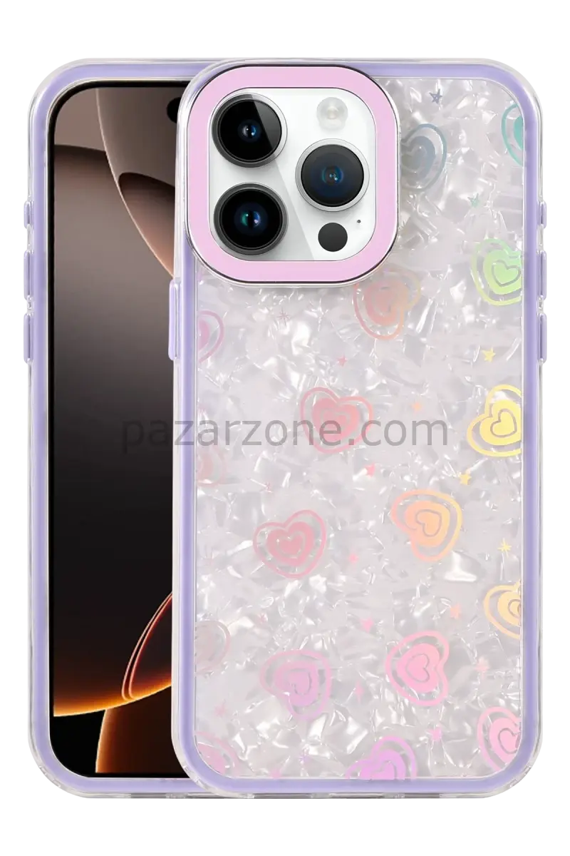 Newface Apple iPhone 14 Pro Max Lumi Desenli Kapak - Mor