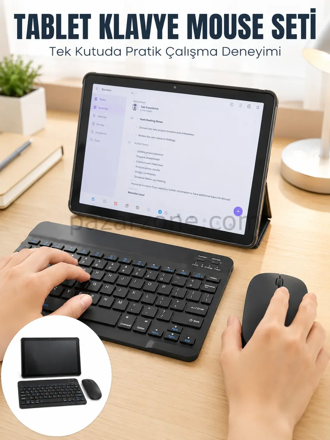 SIM Kartlı Android Tablet Bluetooth Klavye Kablosuz Mouse Geniş Ekran ve Taşınabilir Kullanım Seti