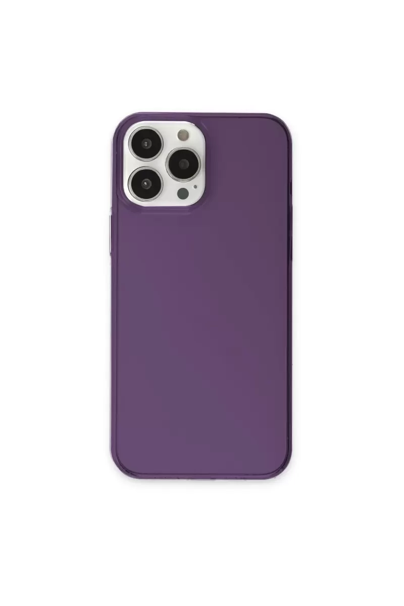 Newface Apple iPhone 13 Pro Max Kılıf Pc Sert Şeffaf Kapak - Mor