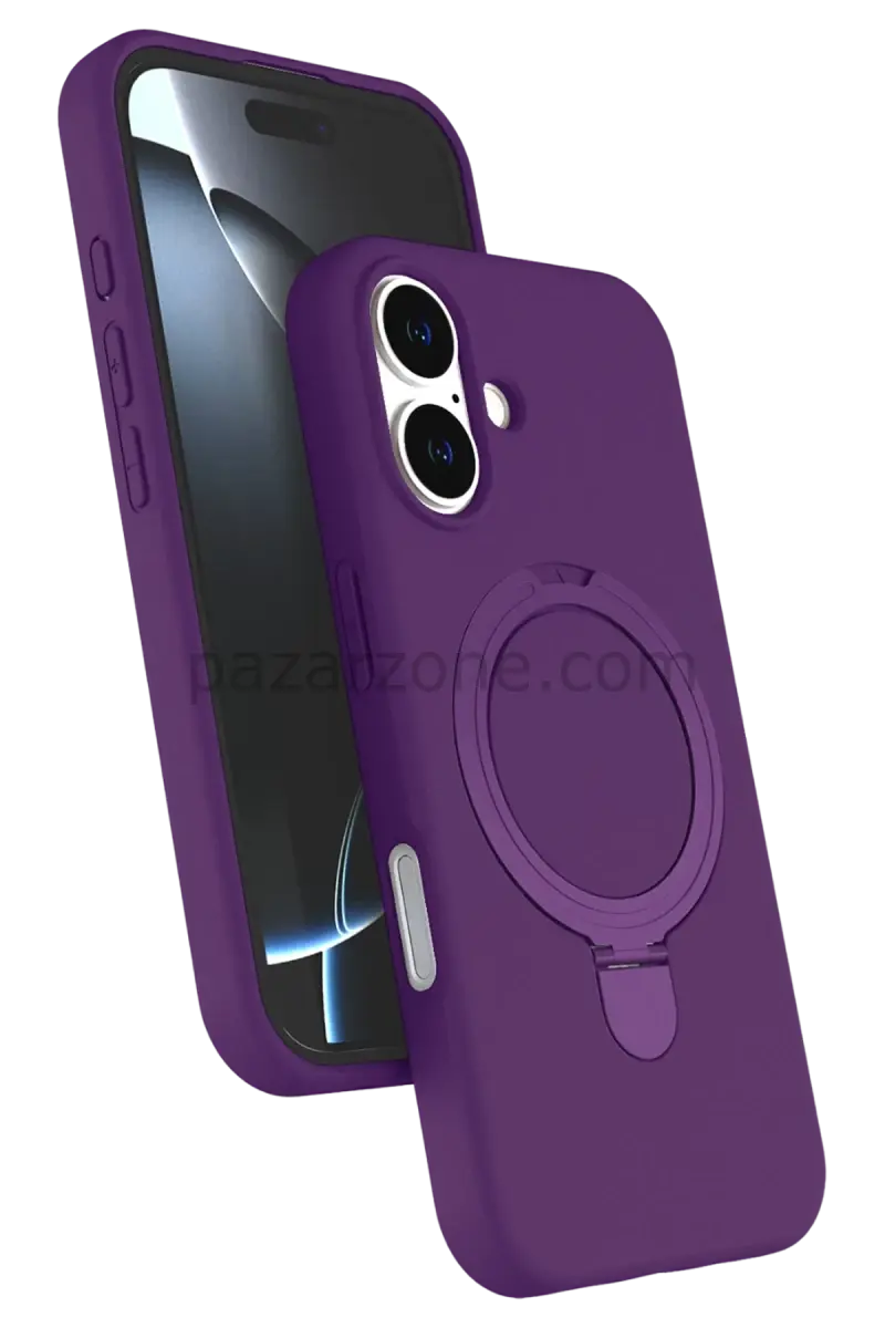Newface Apple iPhone 17 Regal Magsafe Standlı Kapak - Derin Mor