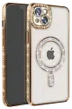 Newface Apple iPhone 15 Kılıf Joke Simli Magneticsafe Kılıf - Gold