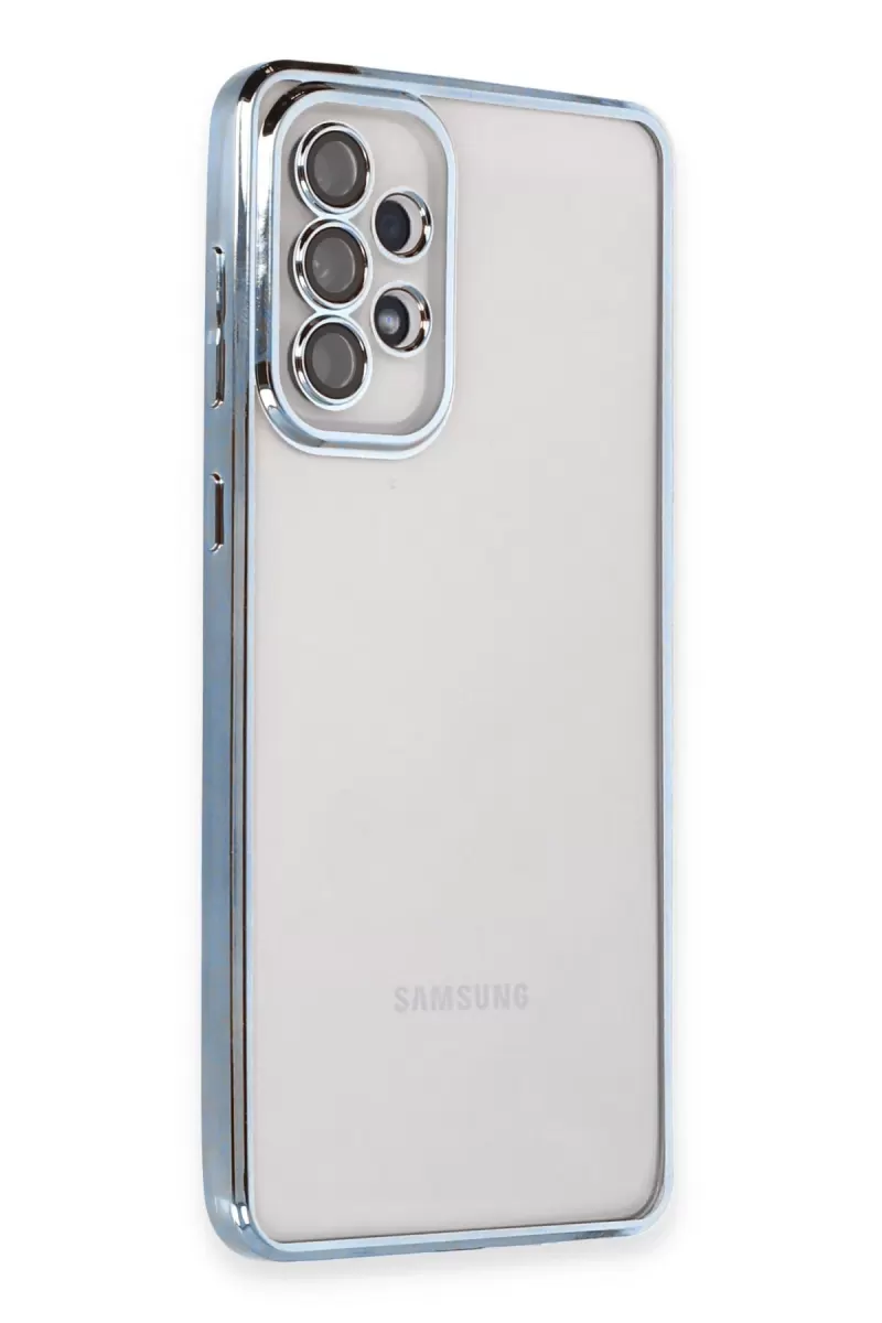 Newface Samsung Galaxy A73 5G Kılıf Razer Lensli Silikon - Açık Mavi