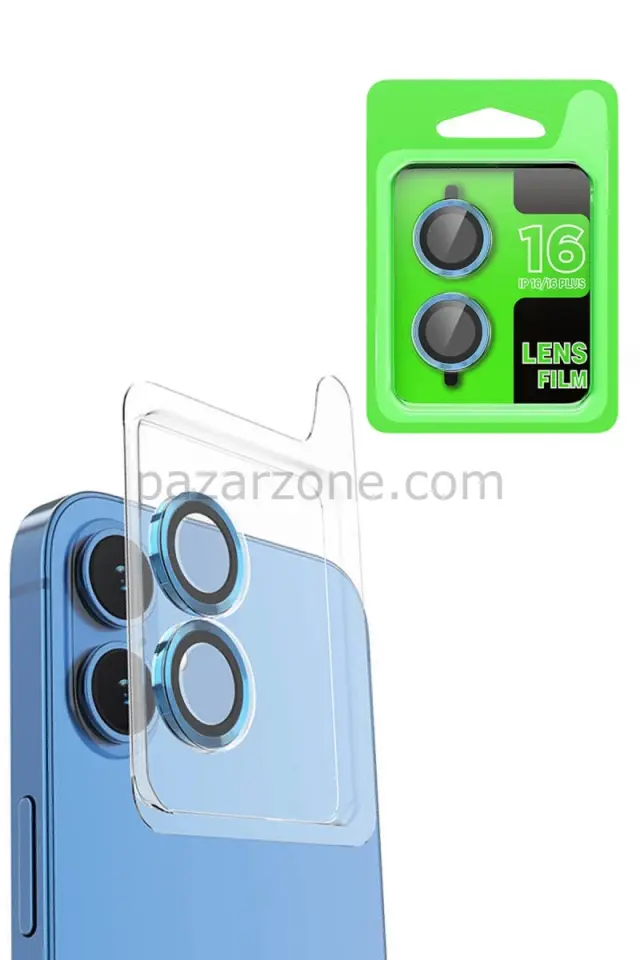 Newface Apple iPhone 16 Plus Raze Metal Kamera Lens - Lacivert