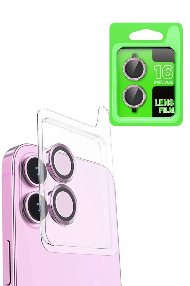 Newface Apple iPhone 16 Plus Raze Metal Kamera Lens - Pembe