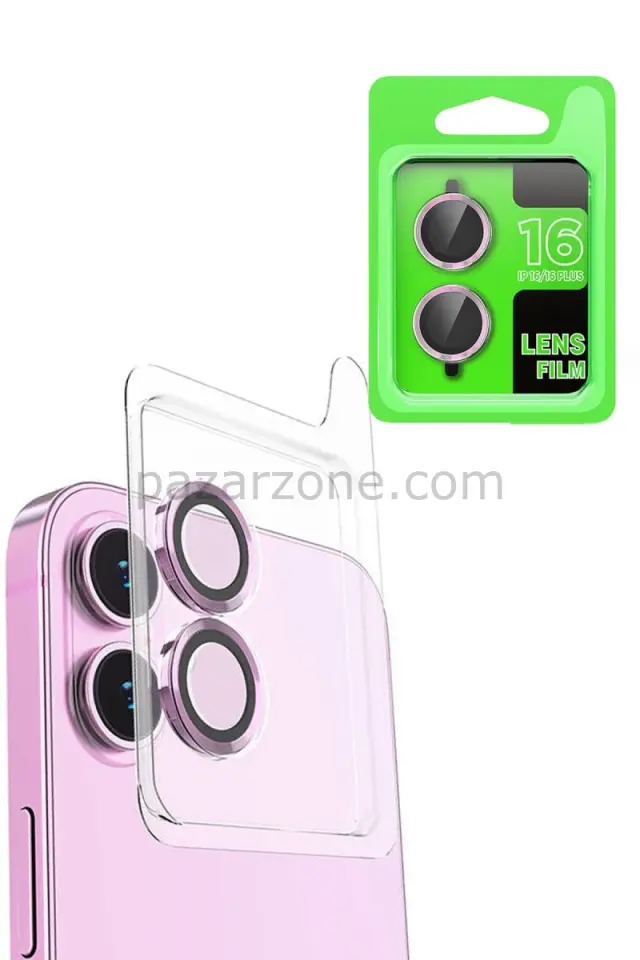 Newface Apple iPhone 16 Plus Raze Metal Kamera Lens - Pembe