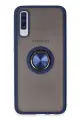 Newface Samsung Galaxy A70 Kılıf Montreal Yüzüklü Silikon Kapak - Lacivert