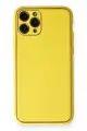 Newface Apple iPhone 11 Pro Kılıf Coco Deri Silikon Kapak - Sarı