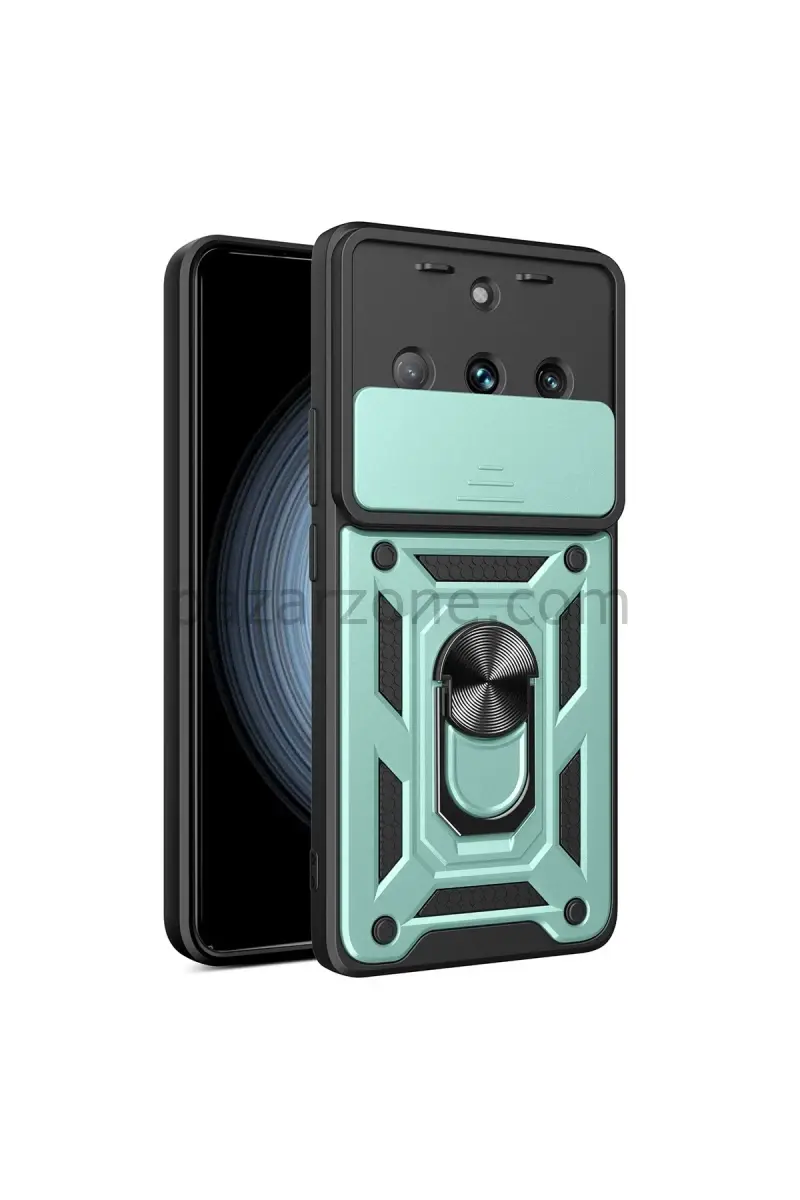 Newface Realme 11 Pro Kılıf Pars Lens Yüzüklü Silikon - Yeşil
