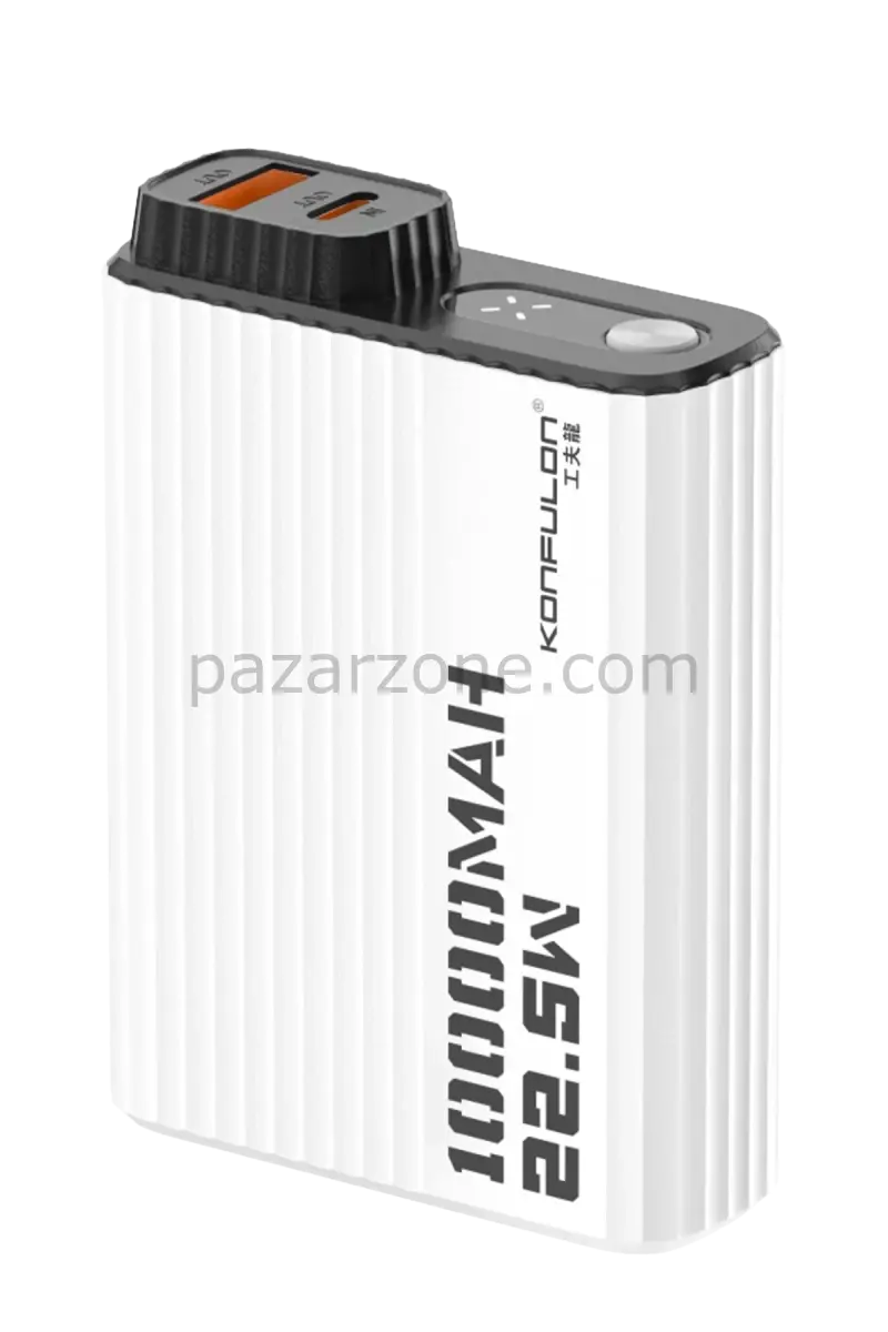 Konfulon A40Q 10.000 mAh PD 20W Mini Powerbank - Siyah-Beyaz